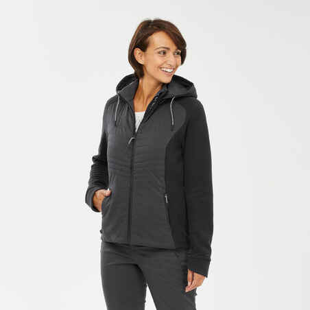 Chaqueta polar de montaña y trekking con capucha Mujer Quechua NH500 Hybrid