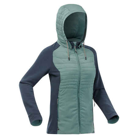 Bež ženska hibridna pohodniška jakna s kapuco NH500