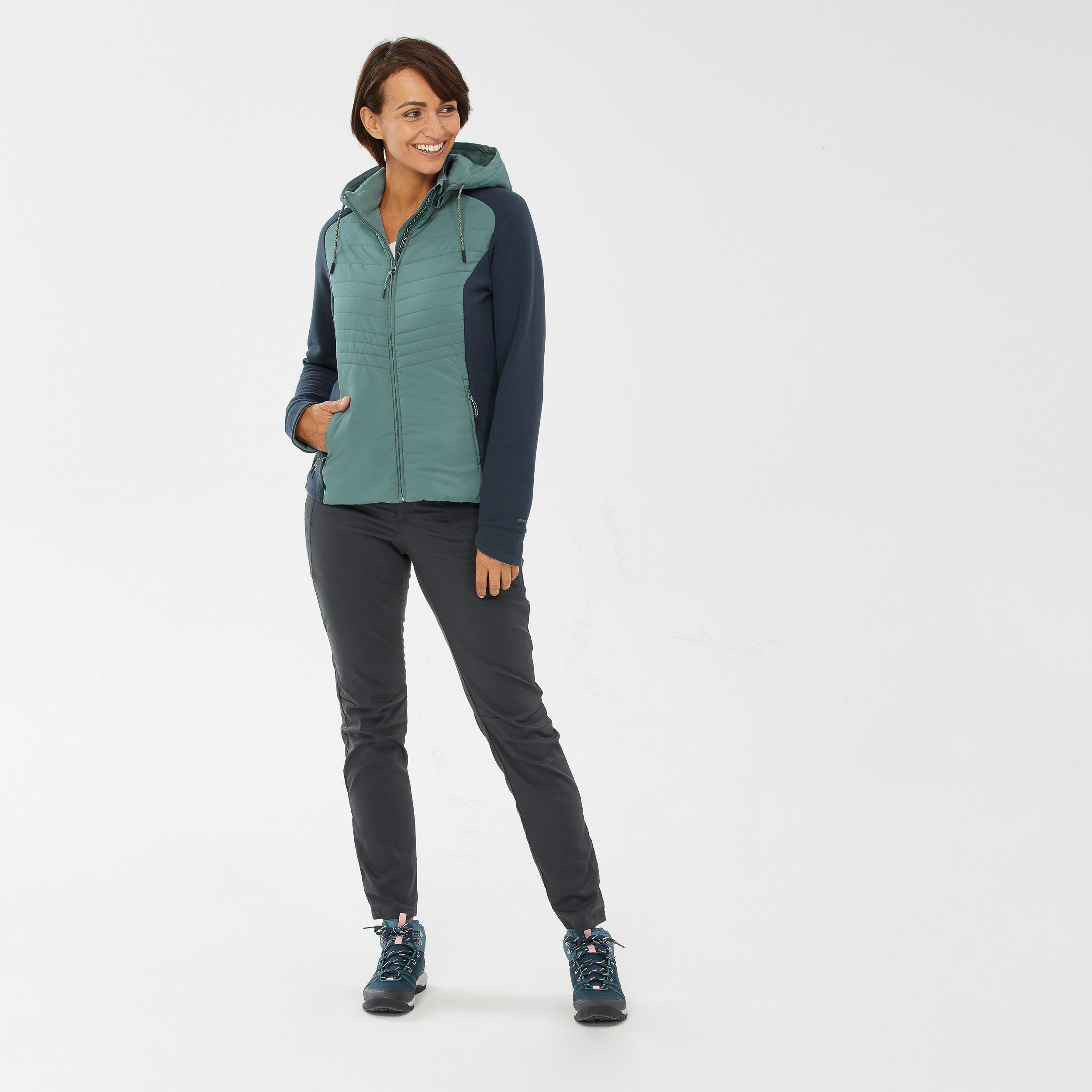 Women’s Hiking Hooded Sweatshirt - NH500 Hybrid 2/8