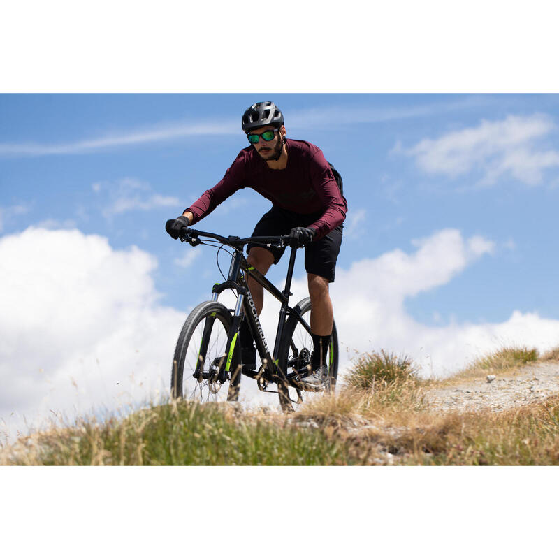 Cyklistický dres s dlouhým rukávem na horské kolo EXPL100 vínový 