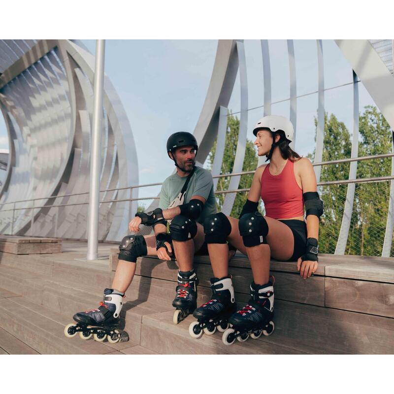 Casque roller skateboard trottinette MF500 noir bleu