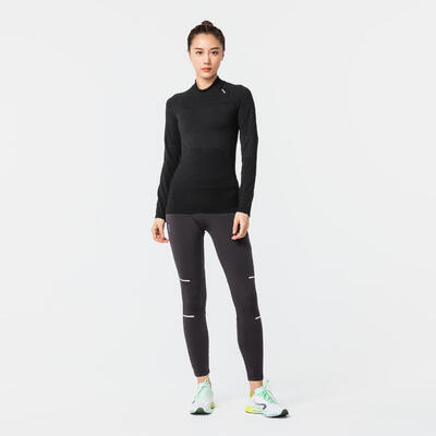 Maglia termica running donna KIPRUN SKINCARE nera