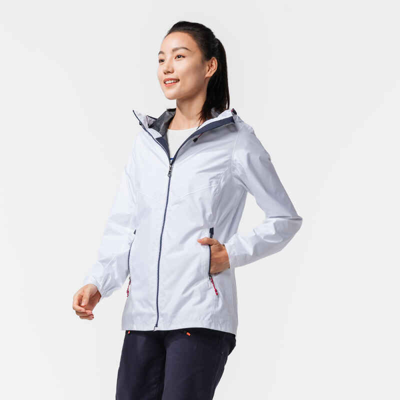 Chaqueta cortavientos impermeable Mujer 100 blanco