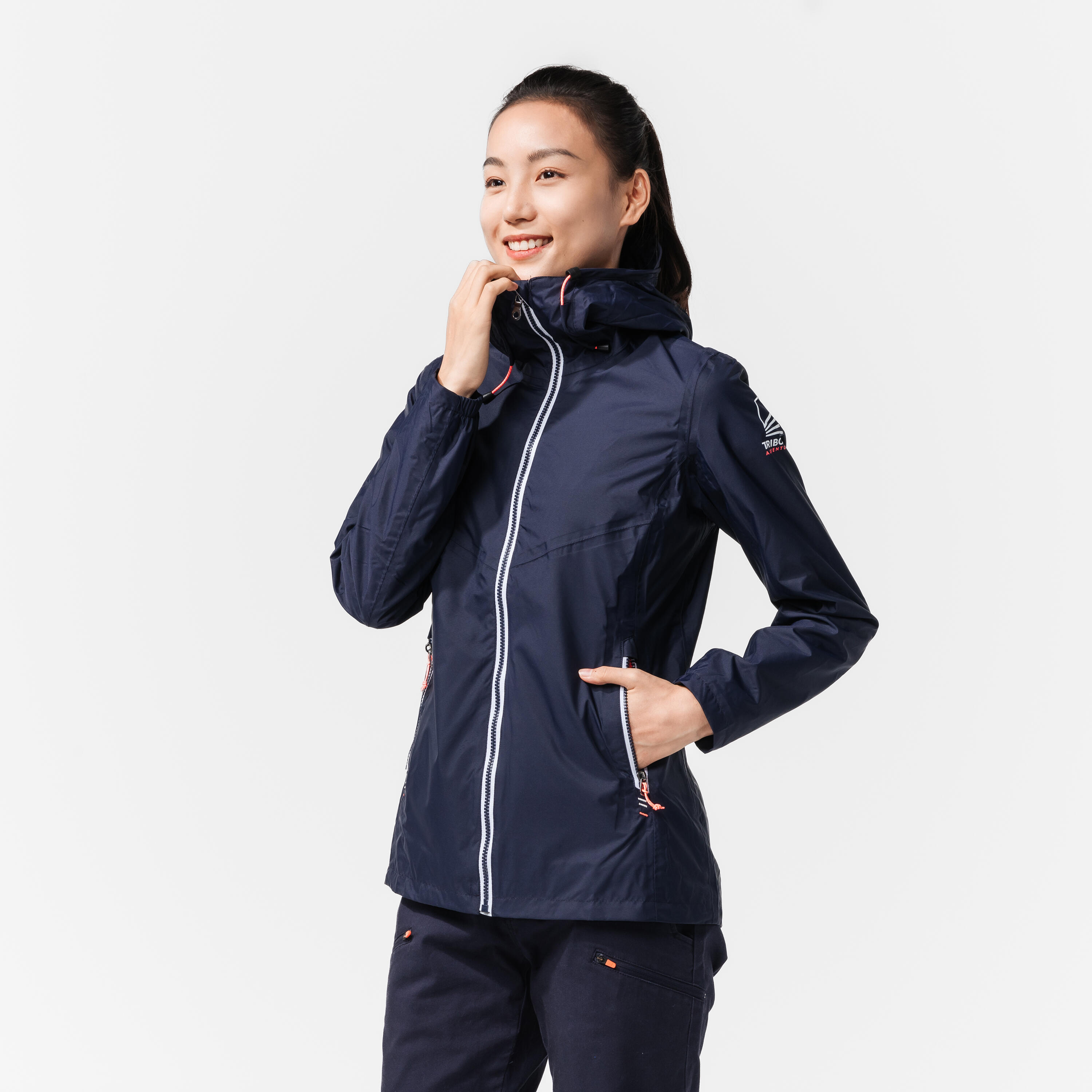 Veste impermeable de voile veste de pluie coupe vent SAILING 100 femme Navy Decathlon