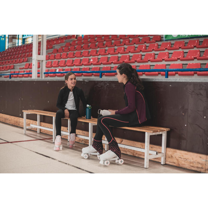 LEGGINGS PARA TREINO DE PATINAGEM ARTÍSTICA CRIANÇA PRETO E ROSA