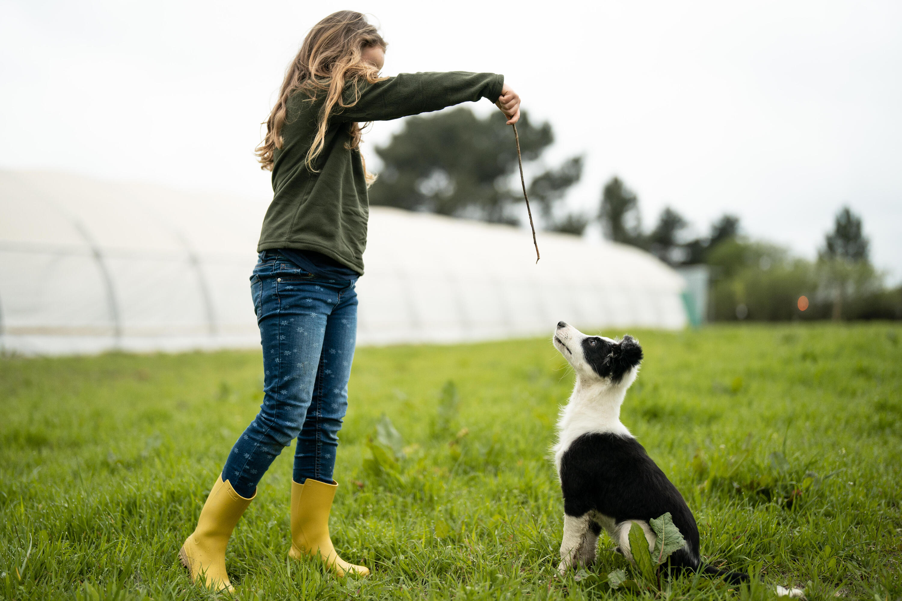 POLAIRE CHASSE DEMI ZIP CHAUDE JUNIOR -100 VERTE 7/9