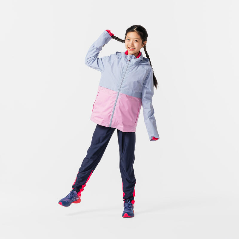 KIDS' WATERPROOF RUNNING JACKET WITH DETACHABLE INNER LAYER - KIPRUN 3 IN 1 PINK