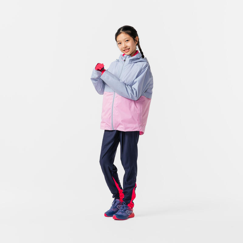 KIDS' WATERPROOF RUNNING JACKET WITH DETACHABLE INNER LAYER - KIPRUN 3 IN 1 PINK