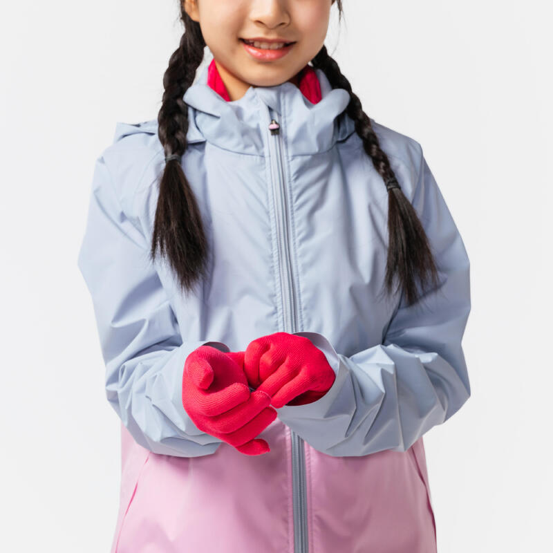 兒童款帶可拆式內層三合一防水跑步外套 - 粉色