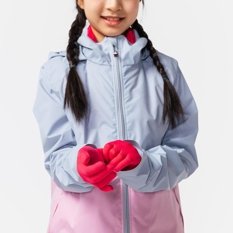 KIDS' WATERPROOF RUNNING JACKET WITH DETACHABLE INNER LAYER - KIPRUN 3 IN 1 PINK