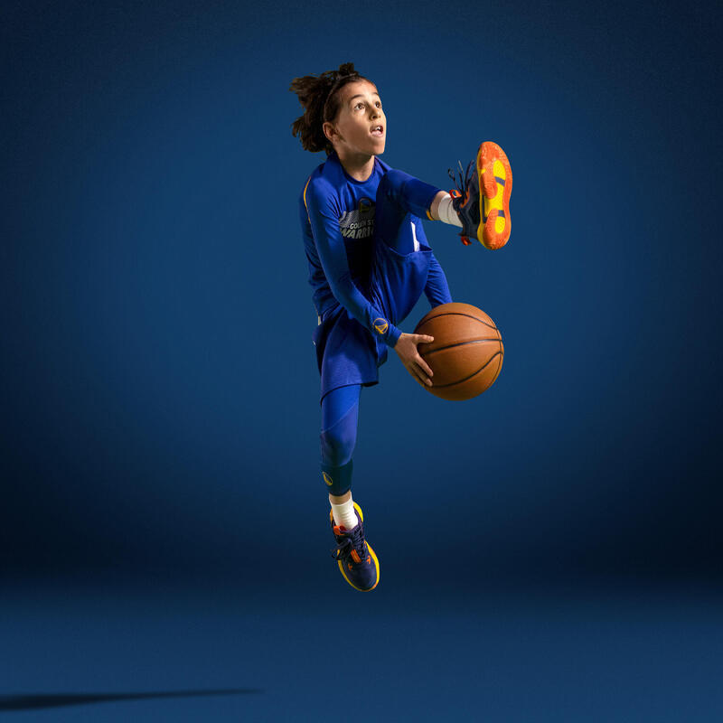 Kinder Basketball Funktionsshirt UT500 NBA Golden State Warriors blau