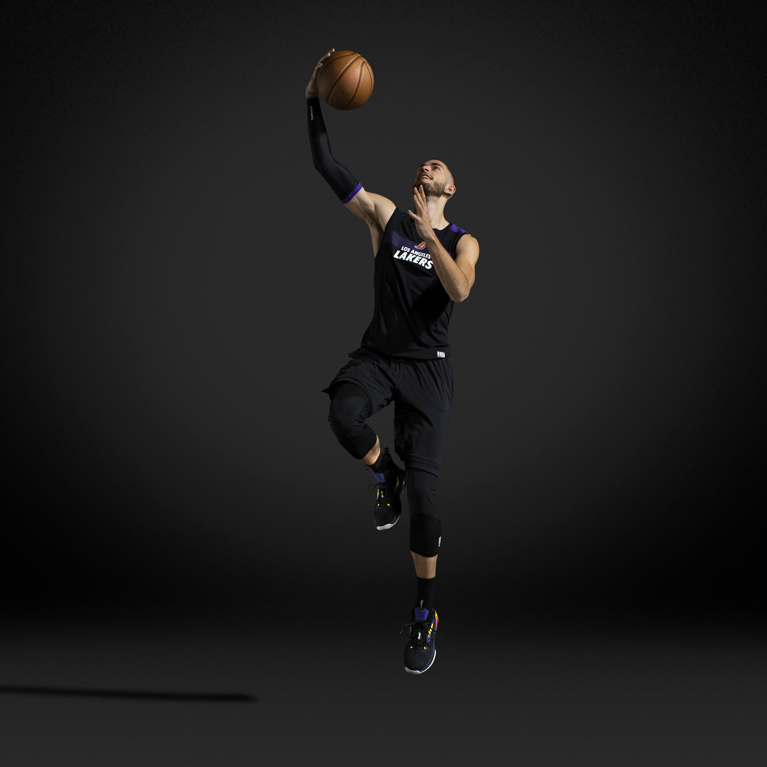 Legginsy do koszykówki 3/4 dla kobiet i mężczyzn NBA Tarmak 500 Los Angeles Lakers 9/10