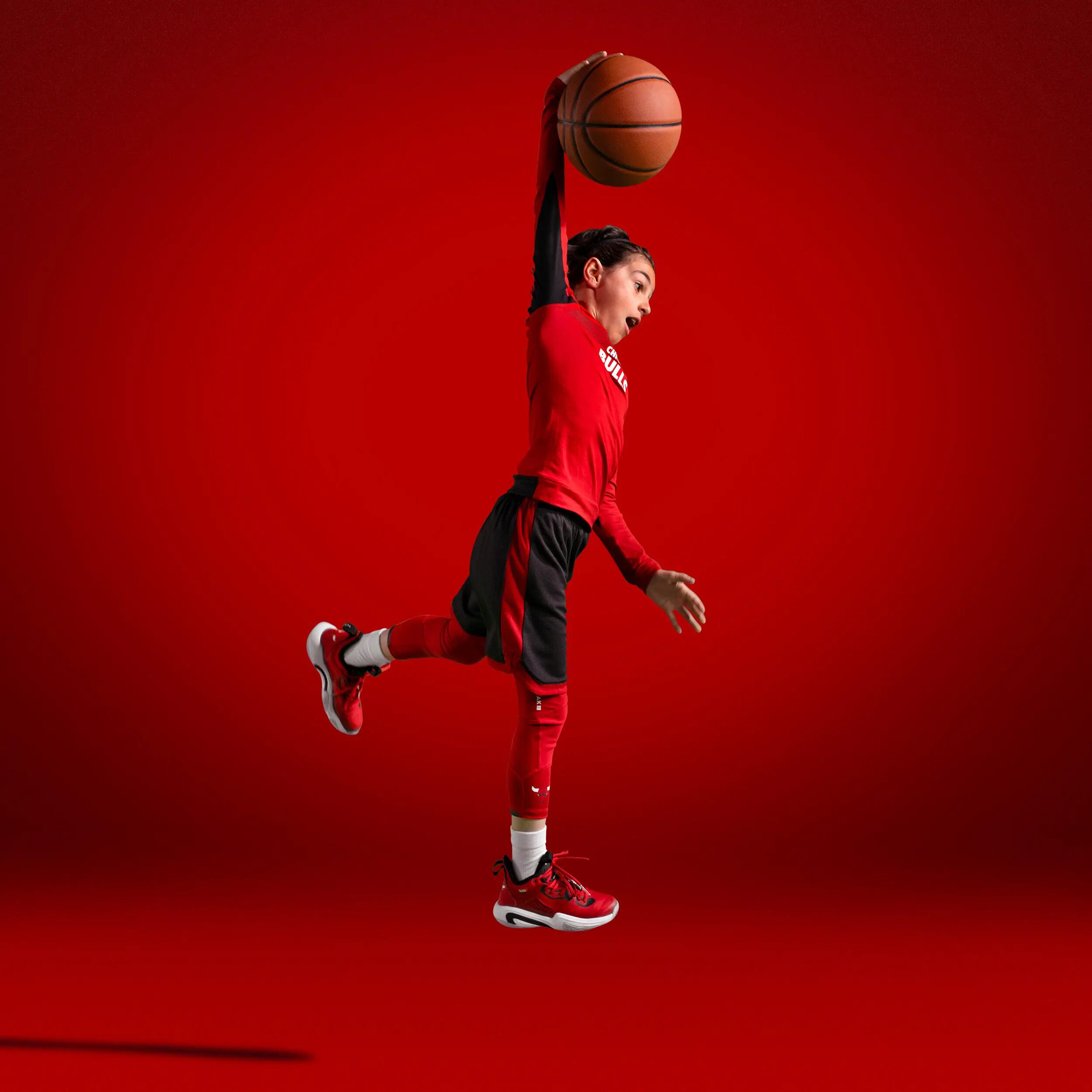 Kids' 3/4 Basketball Leggings 500 - NBA Chicago Bulls/Red 8/8