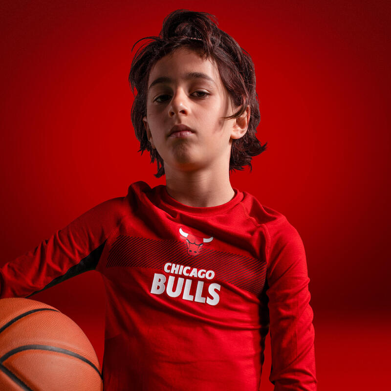 Bluză termică Baschet UT500 NBA Chicago Bulls Roșu Copii