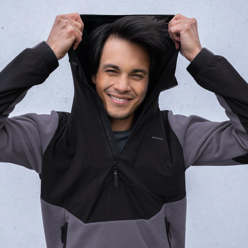 Férfi polár pulóver túrázáshoz MH500 Hoodie, lila