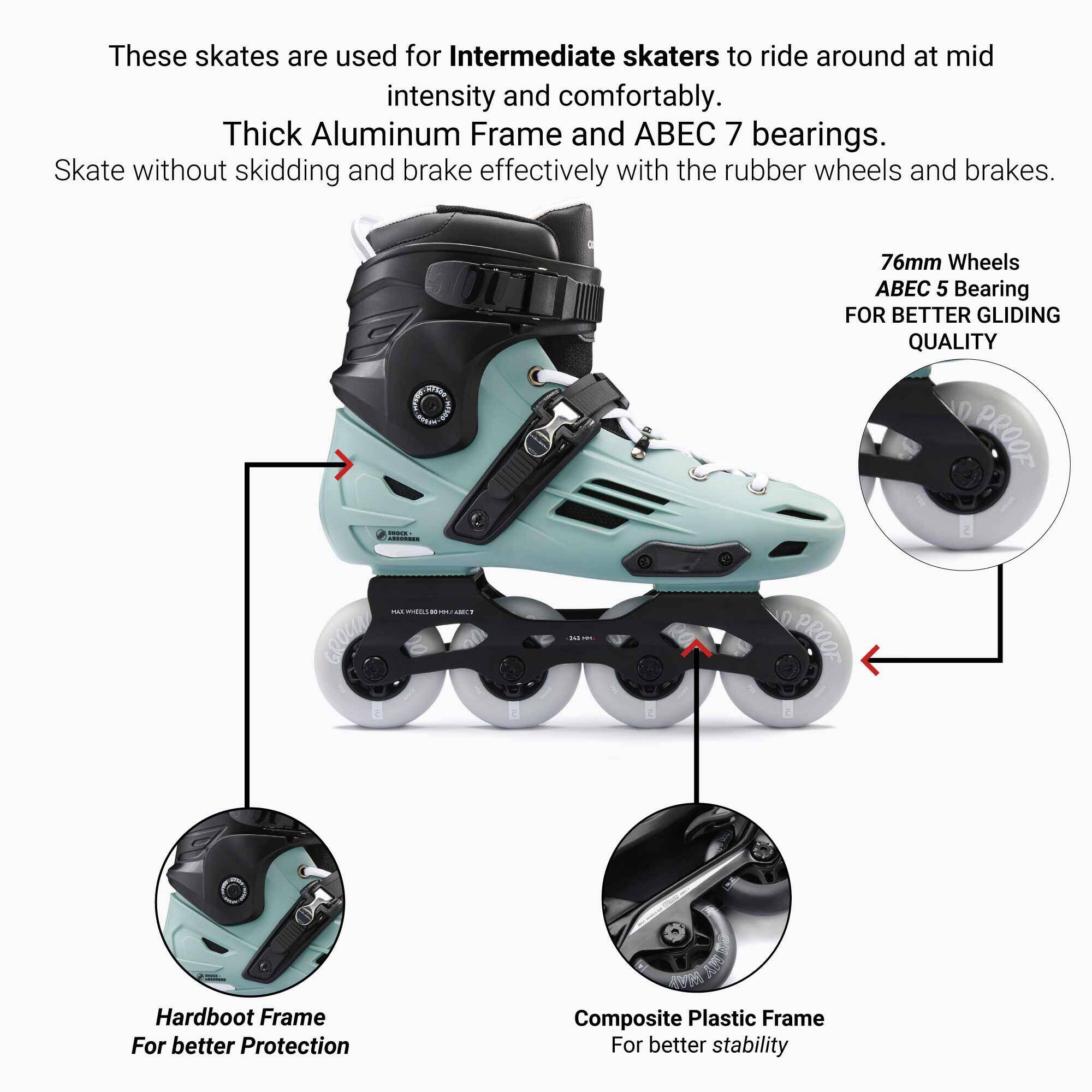 Adult Skating Shoes Inline MF 500 Light Blue -  5