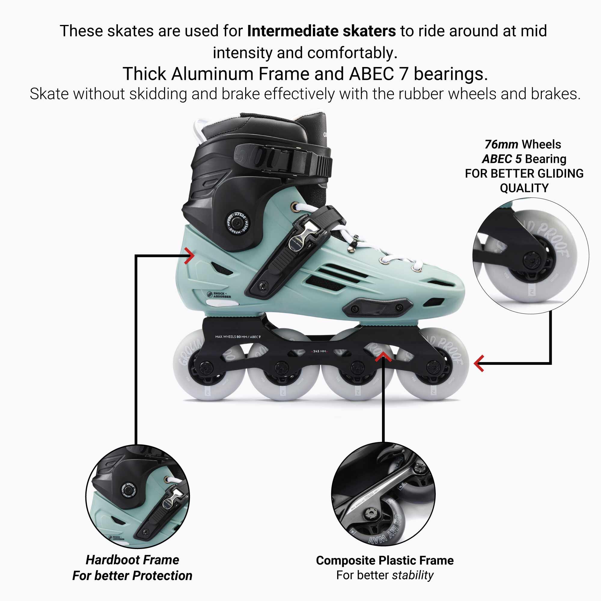 Inline Skates Inliner Freeride MF500 Light Erwachsene khaki  14/39