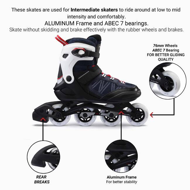 Adult Skating Shoes Inline Fit 500 Blue Black