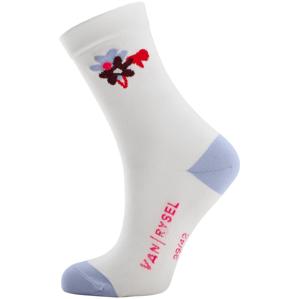 Fahrradsocken RR 500 weiss/lila 