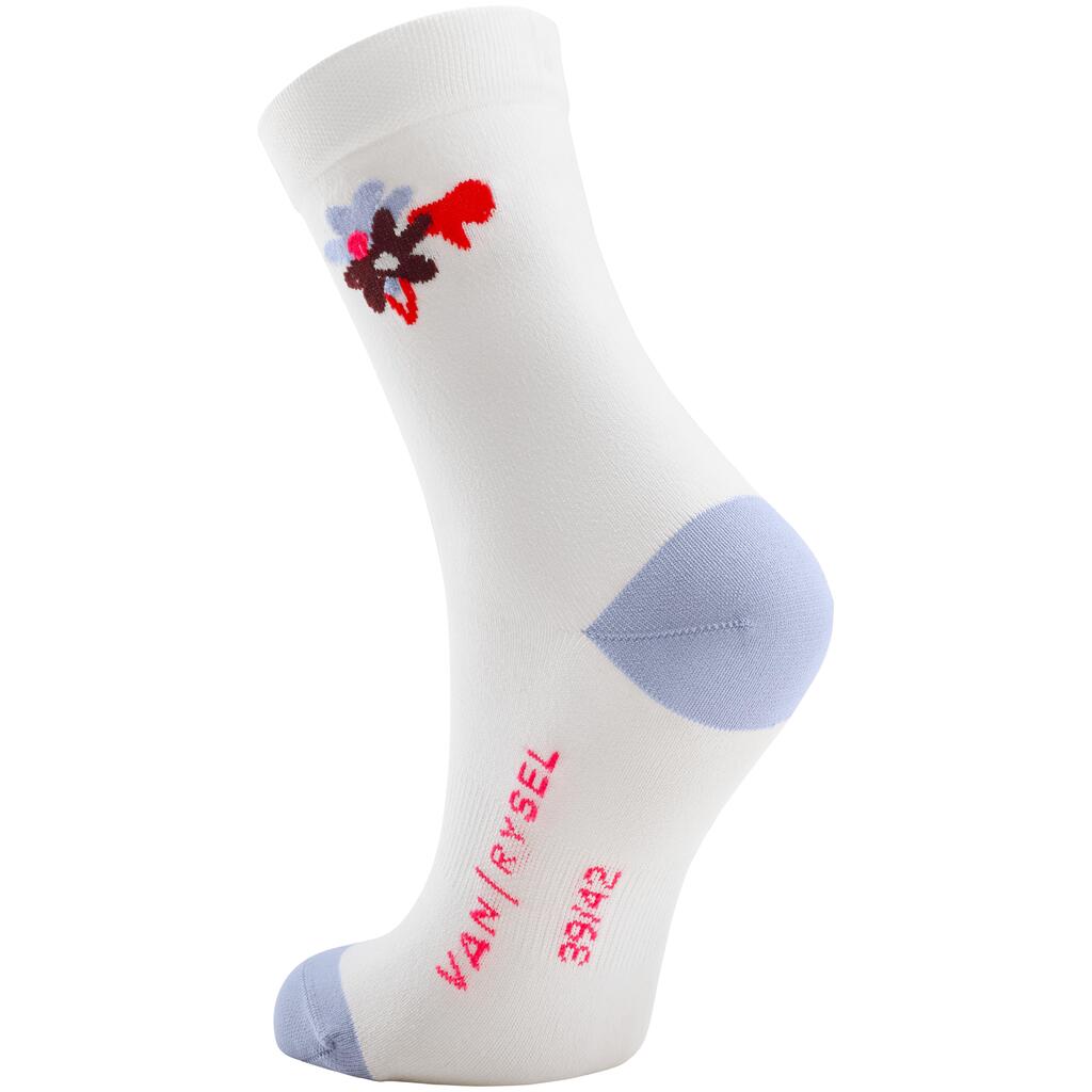 Cycling Socks RoadR 500 - White and Lavender 