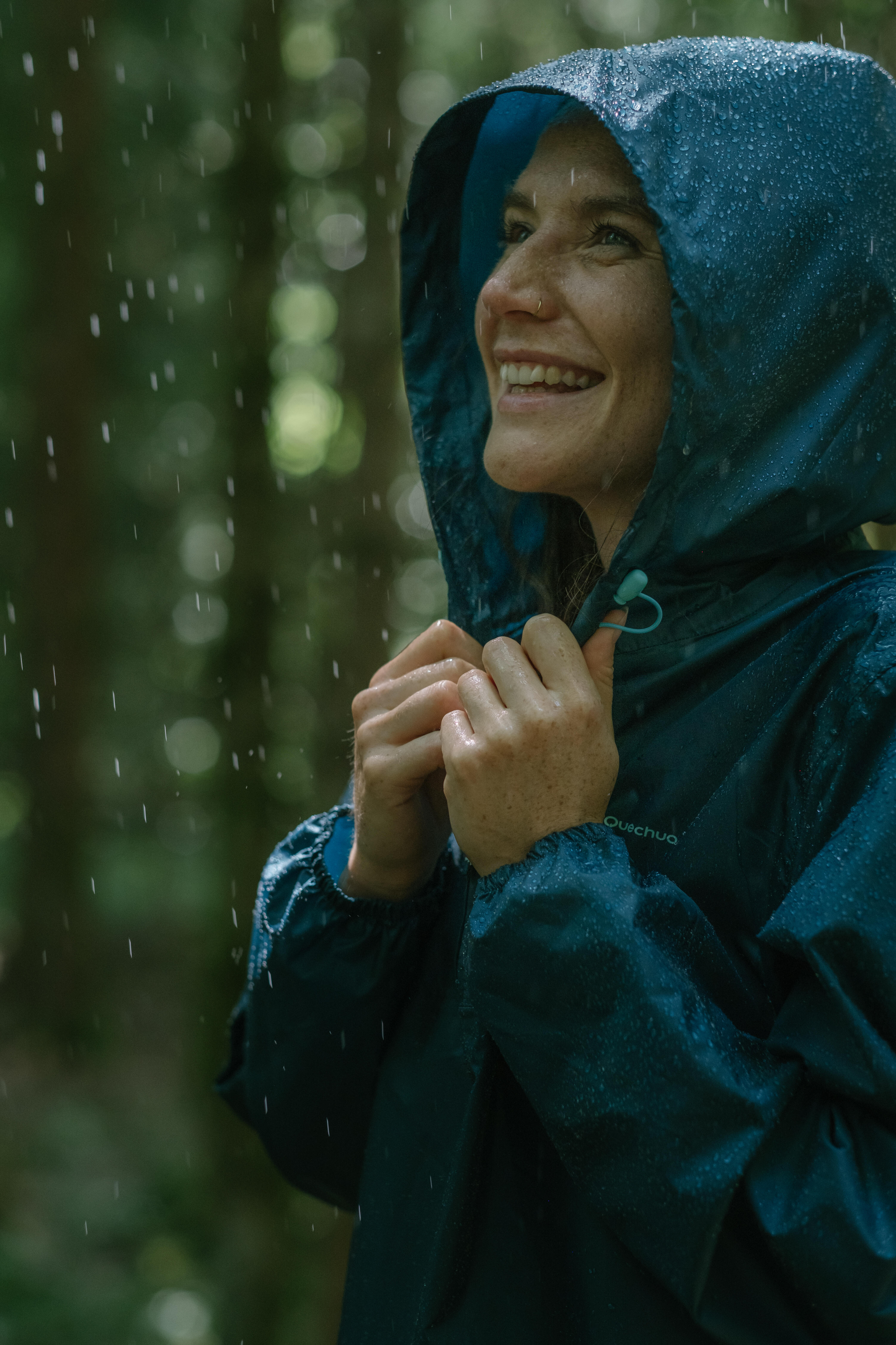 Women’s Hiking Waterproof Jacket - Raincut Blue - QUECHUA
