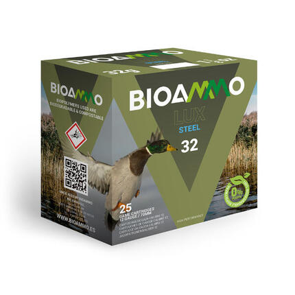 Cartuchos Caza Bioammo Lux Steel 32 Gramos Calibre 12/70 Perdigón Acero x25