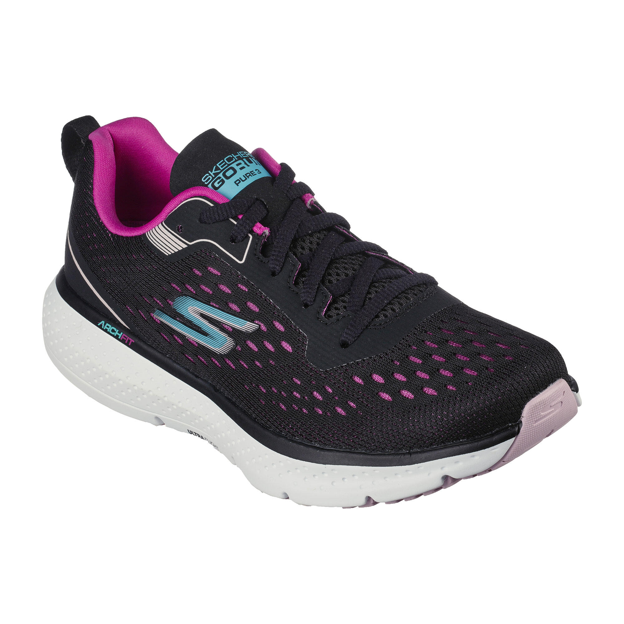 WOMEN'S ROAD RUNNING SHOES - GO PURE BLACK/PINK