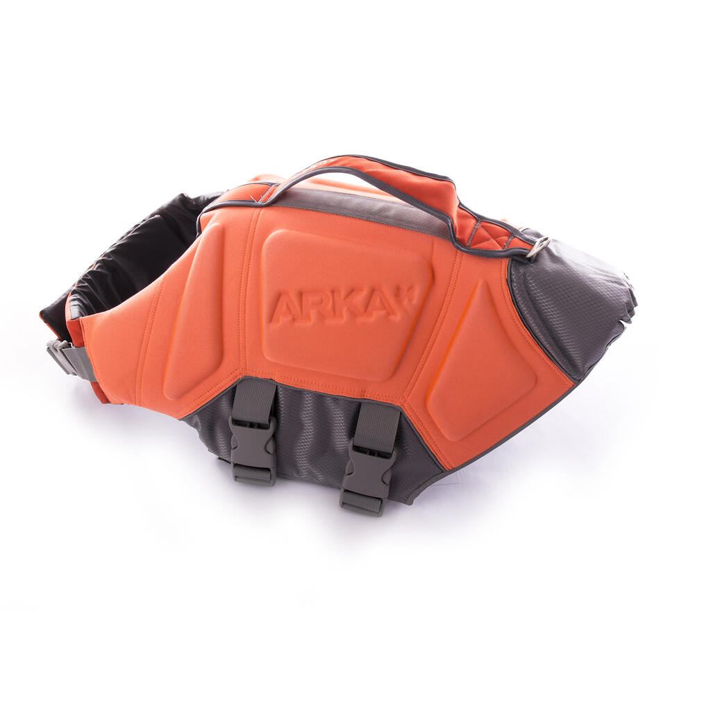 ARKA orange life jacket for dogs.