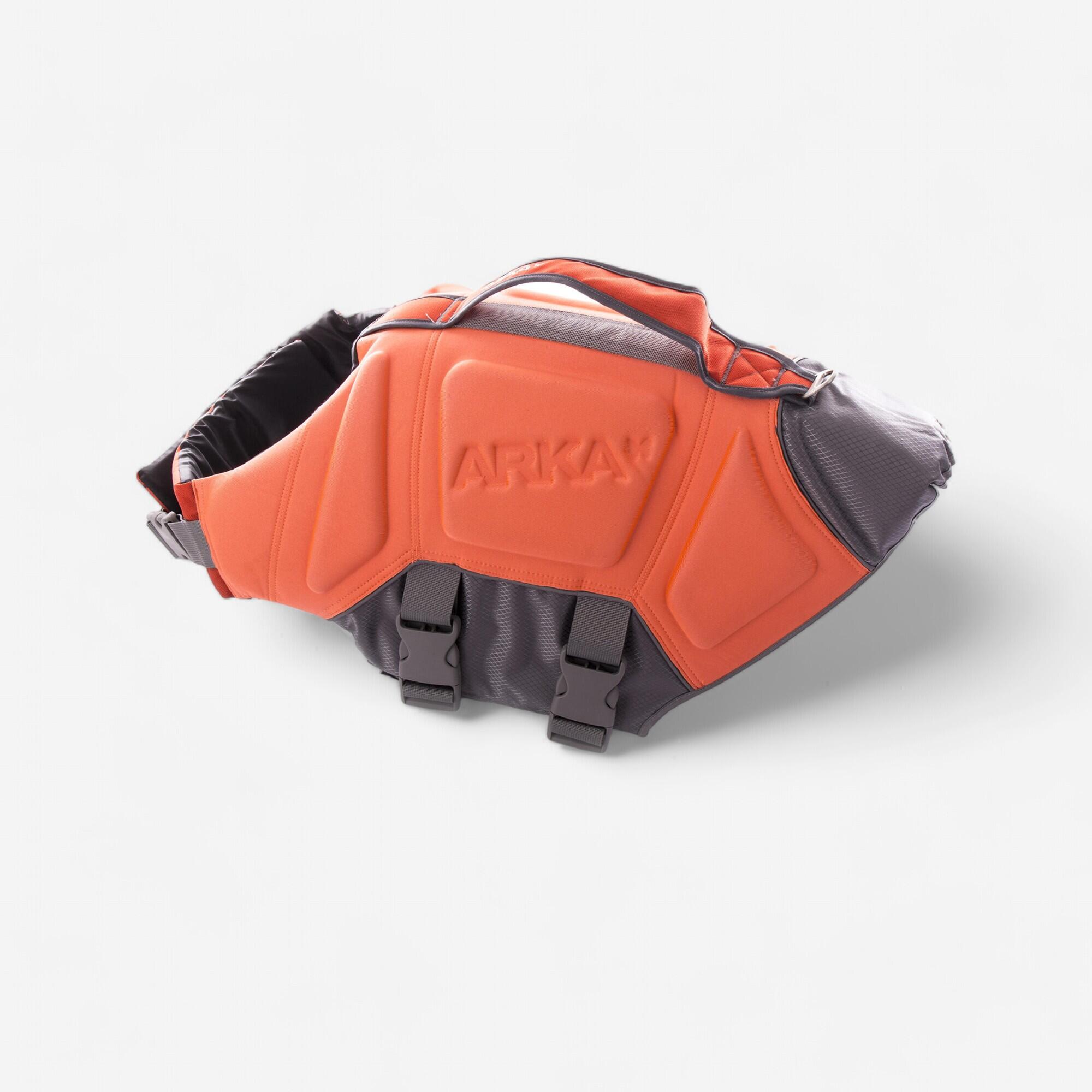 ARKA ARKA orange life jacket for dogs.