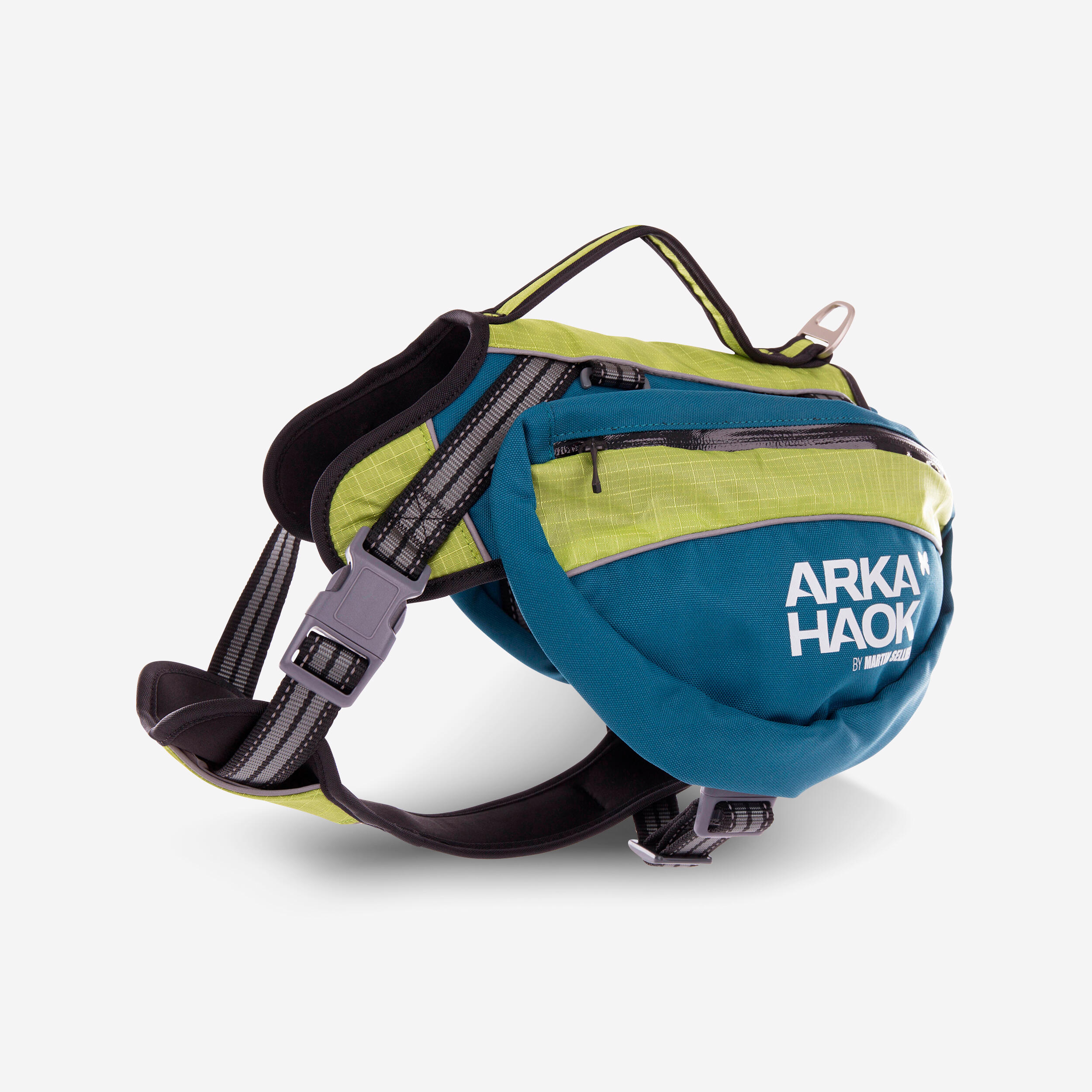 Dog hiking backpack harness Arka blue and green ARKA | Decathlon