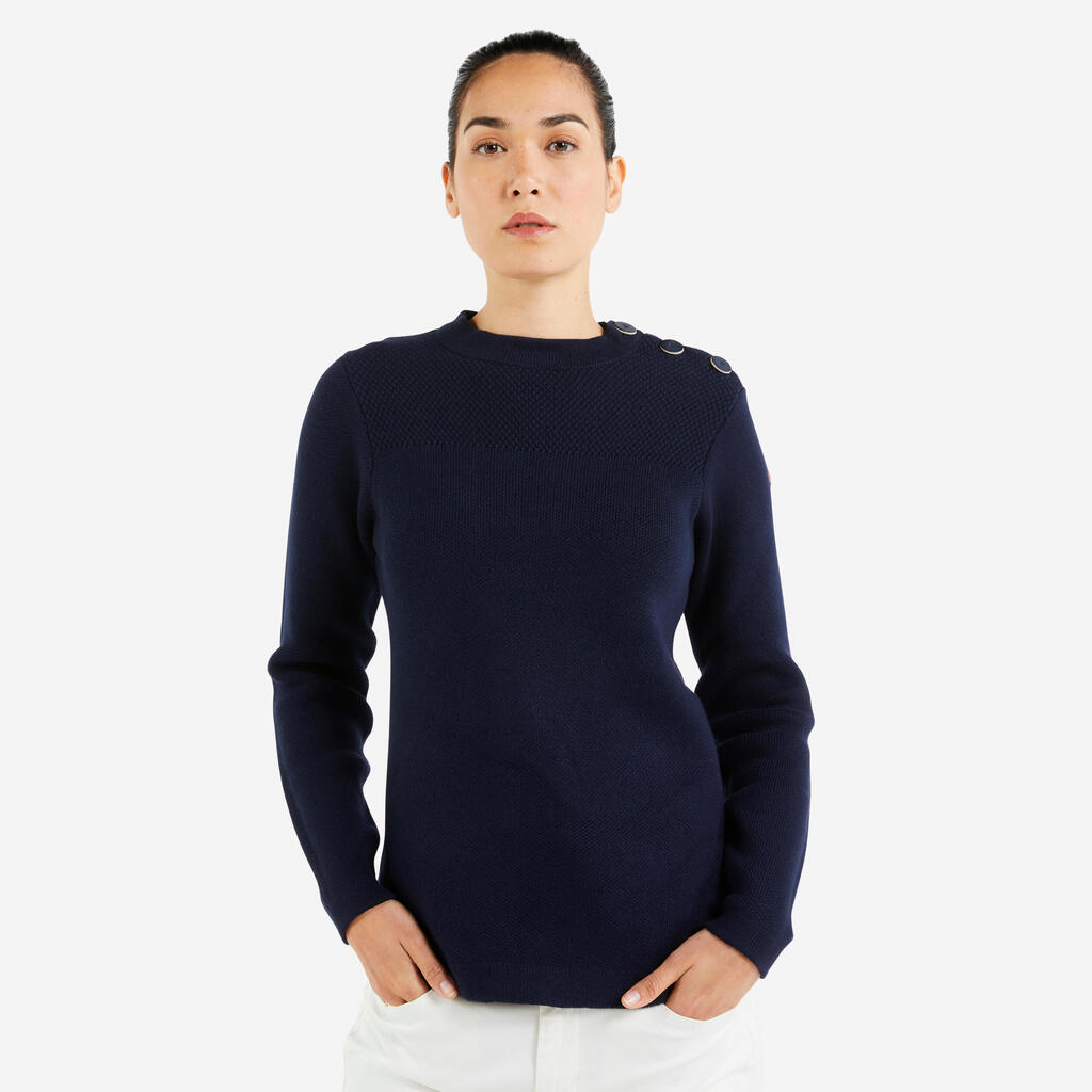 Sieviešu burāšanas pulovers “100”, zils ar baltām svītrām