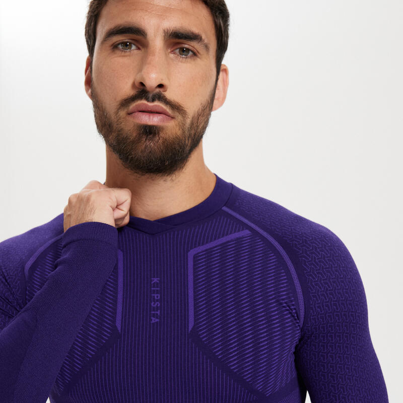 Adult Long Sleeved Thermal Base Layer Top Keepdry 500 Aniseed Kipsta Decathlon