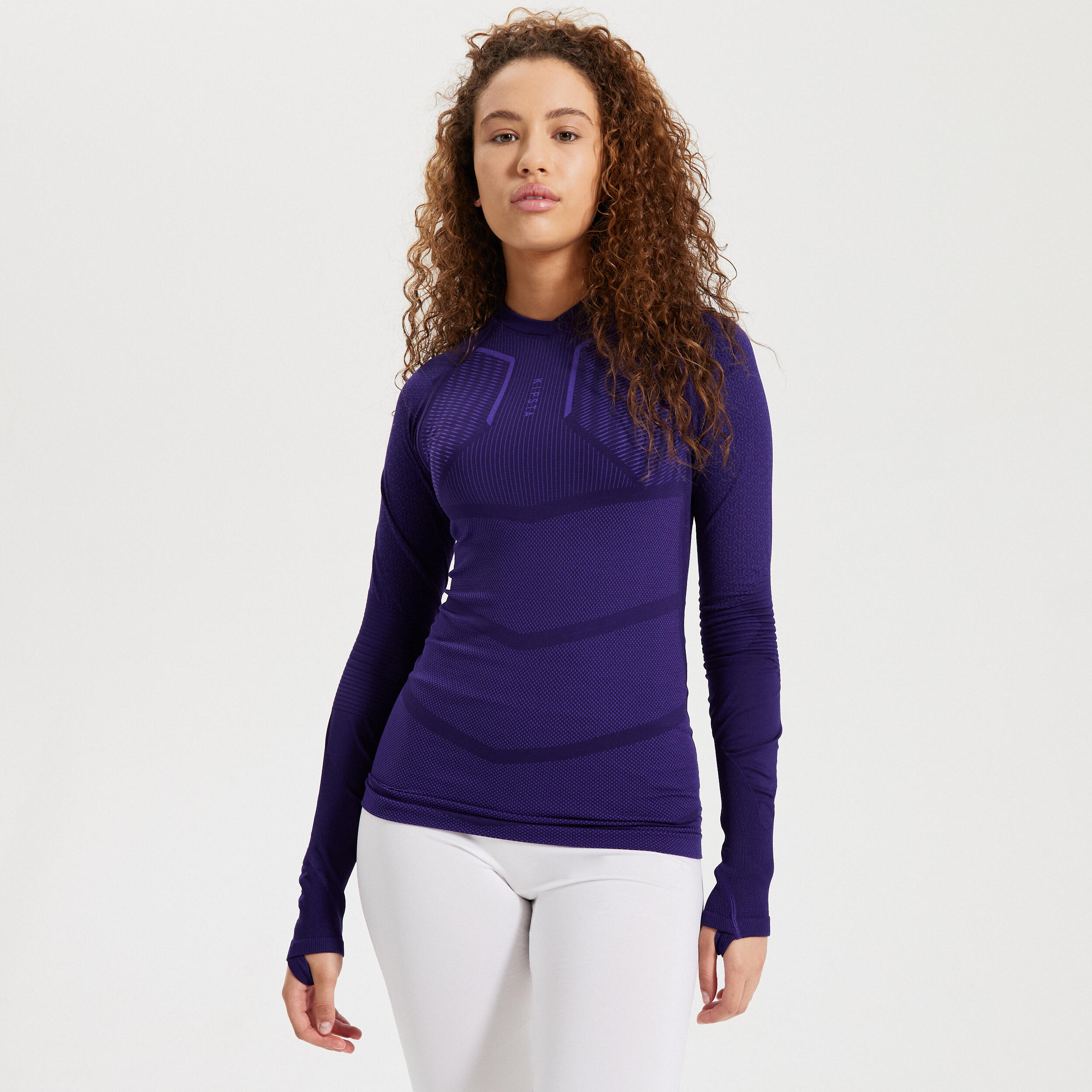 Adult Long-Sleeved Thermal Base Layer Top Keepdry 500 - Purple 4/15