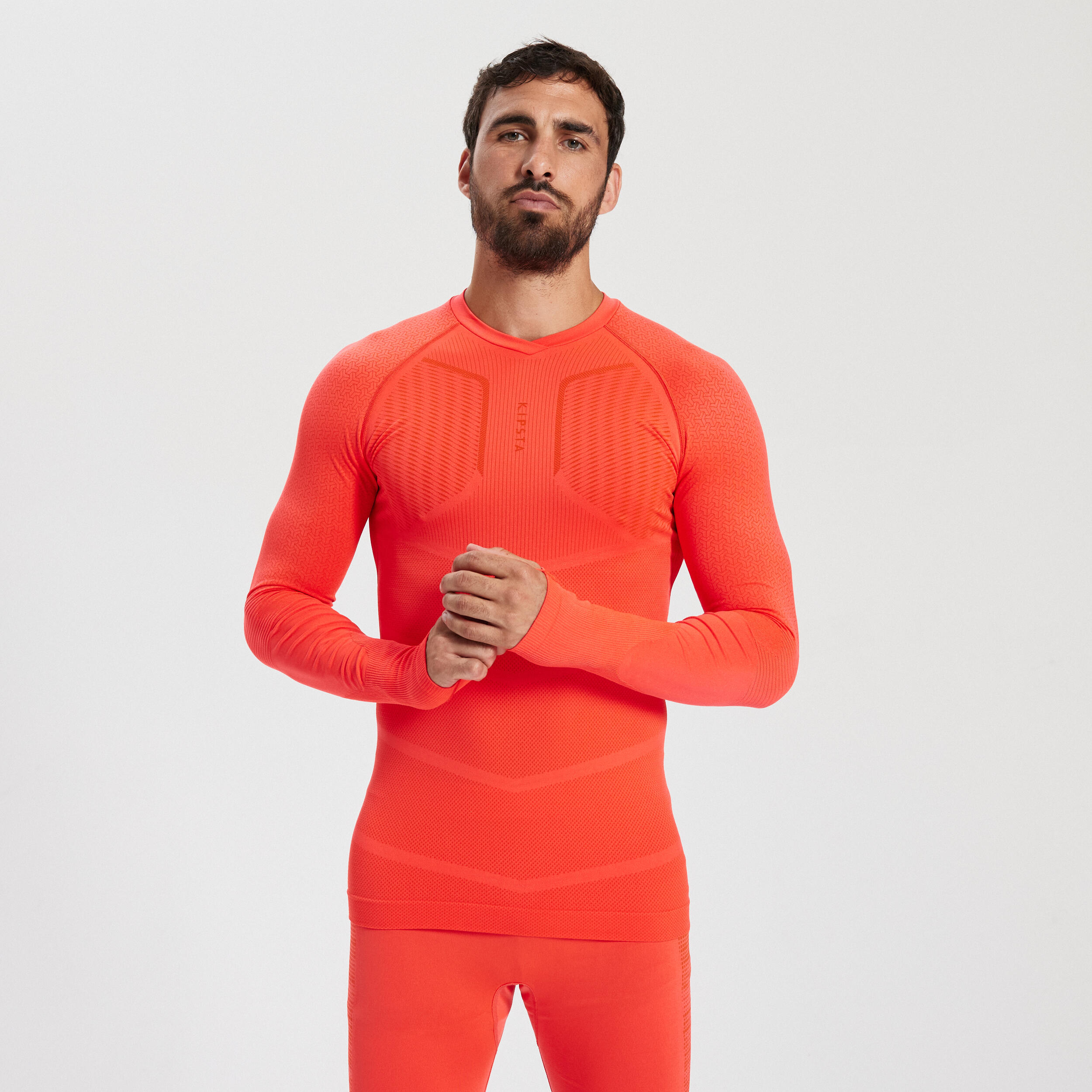 Adult Long-Sleeved Thermal Base Layer Top Keepdry 500 - Orange 5/16