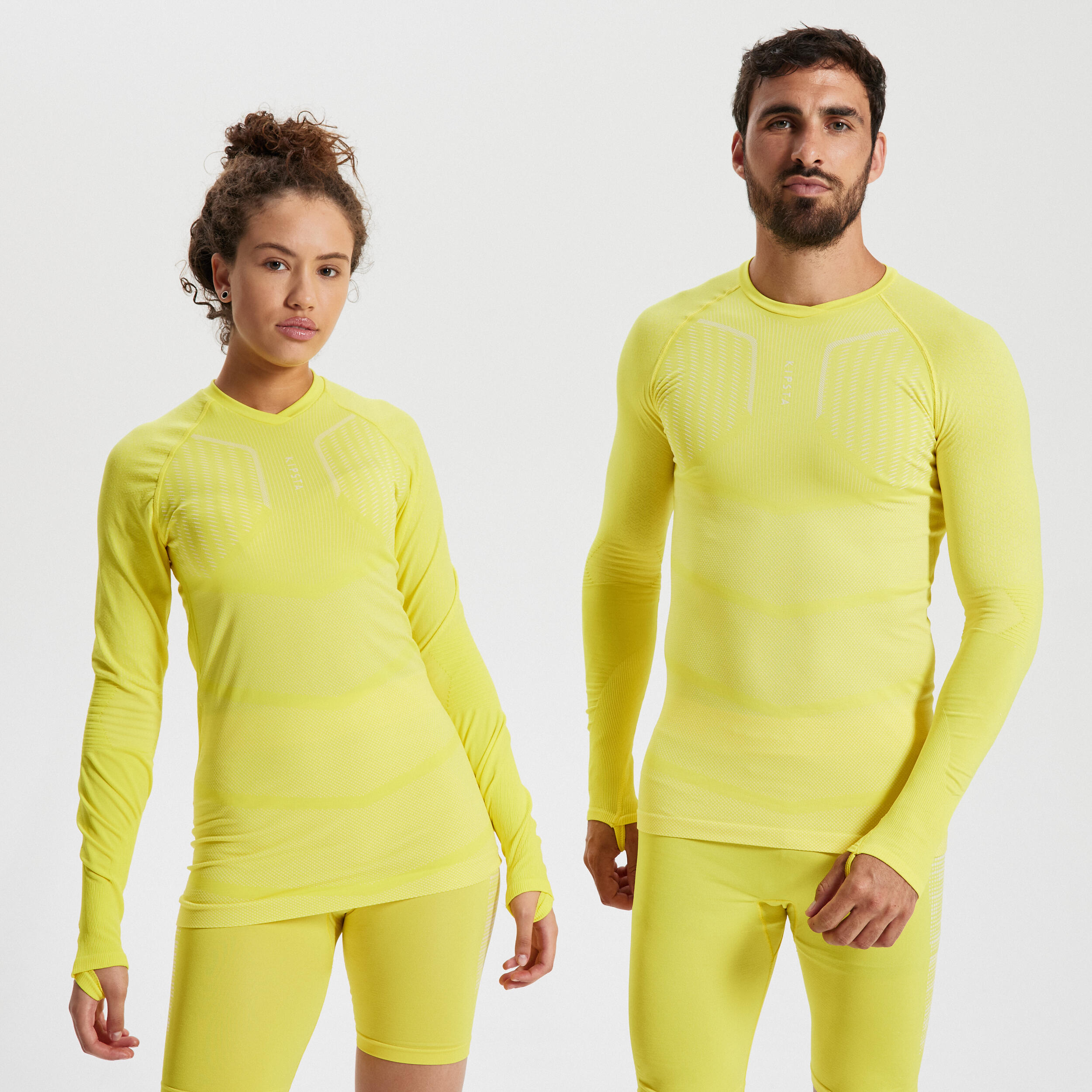 Adult Long-Sleeved Thermal Base Layer Top Keepdry 500 - Yellow 3/15