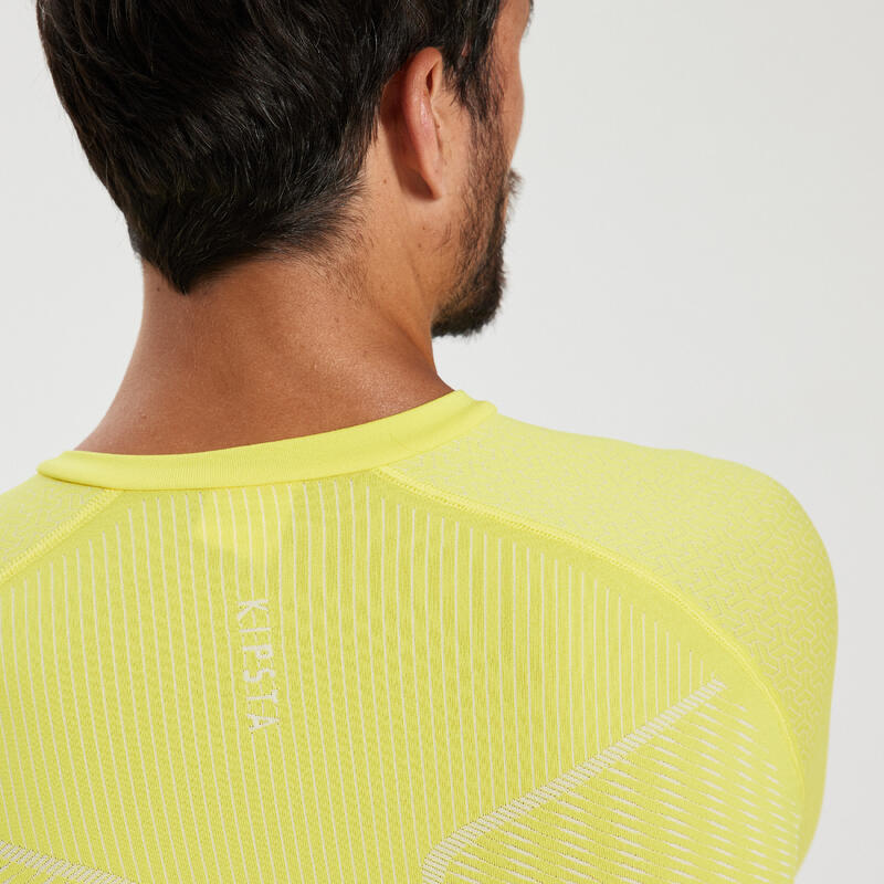 Adult Long-Sleeved Thermal Base Layer Top Keepdry 500 - Yellow