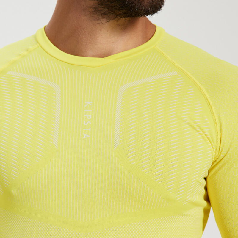 Adult Long-Sleeved Thermal Base Layer Top Keepdry 500 - Yellow