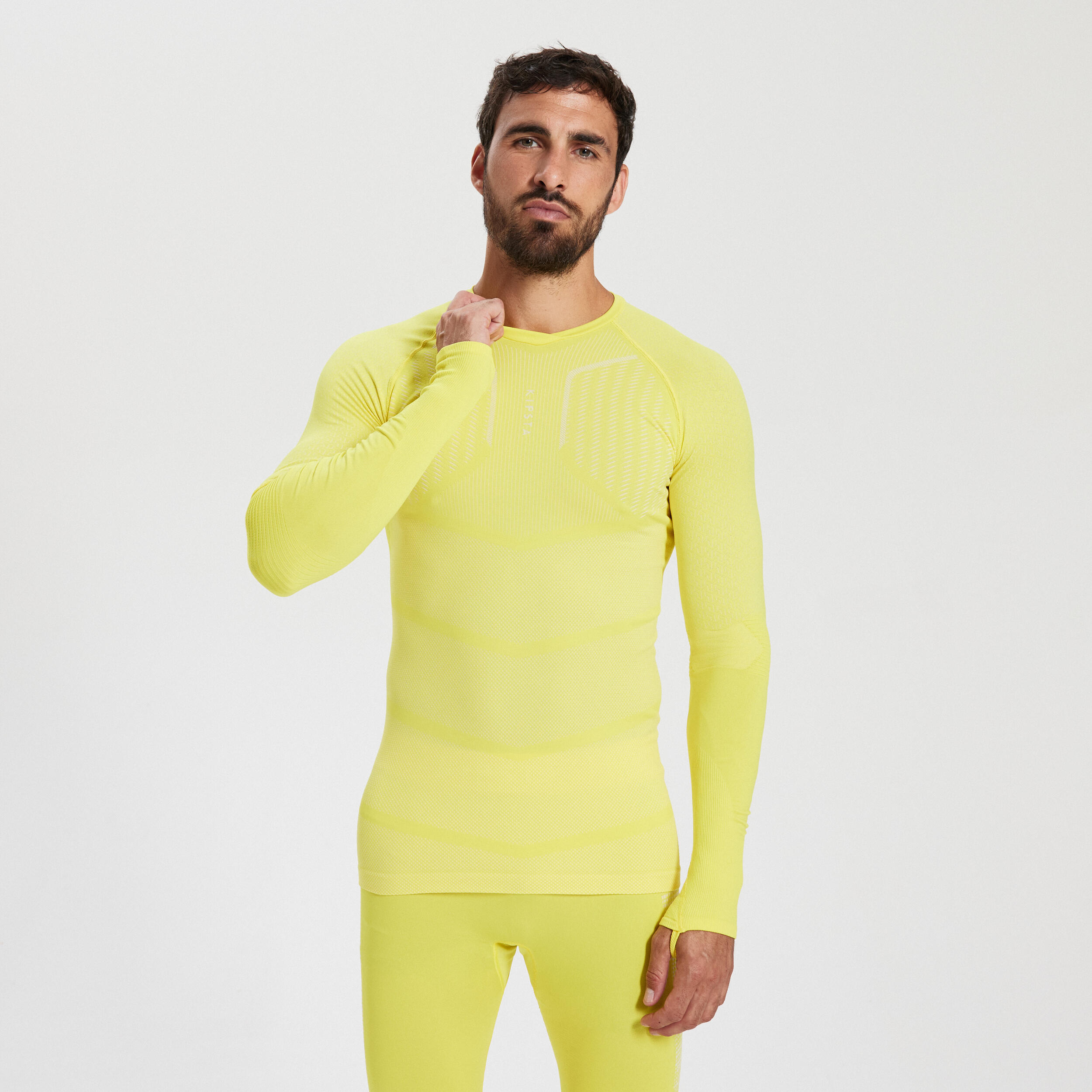 Adult Long-Sleeved Thermal Base Layer Top Keepdry 500 - Yellow 5/15
