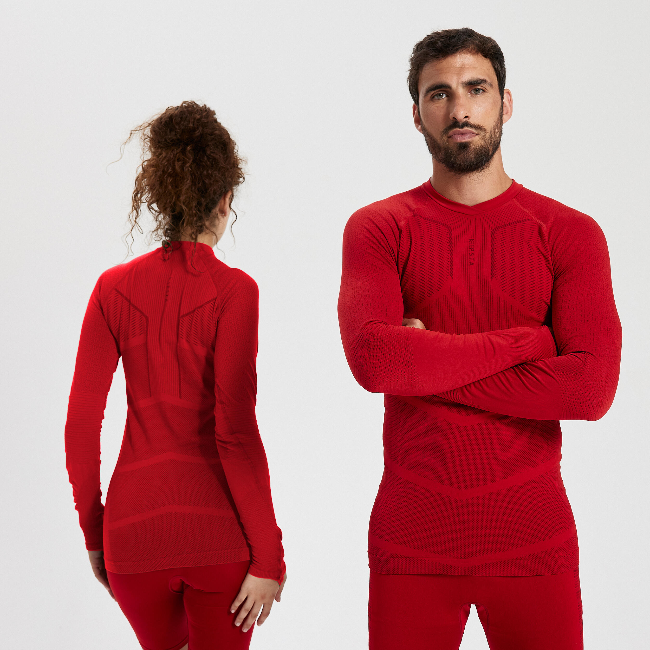 Adult Long-Sleeved Thermal Base Layer Top Keepdry 500 - Red 5/15