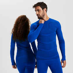 Adult Long-Sleeved Thermal Base Layer Top Keepdry 500 - Indigo Blue