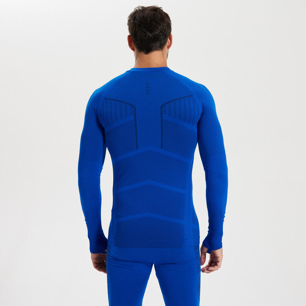 Adult Long-Sleeved Thermal Base Layer Top Keepdry 500 - Indigo Blue