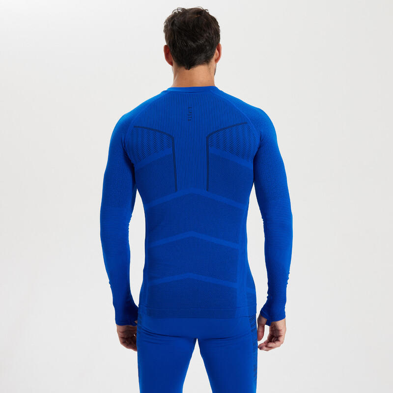 Adult Long-Sleeved Thermal Base Layer Top Keepdry 500 - Indigo Blue