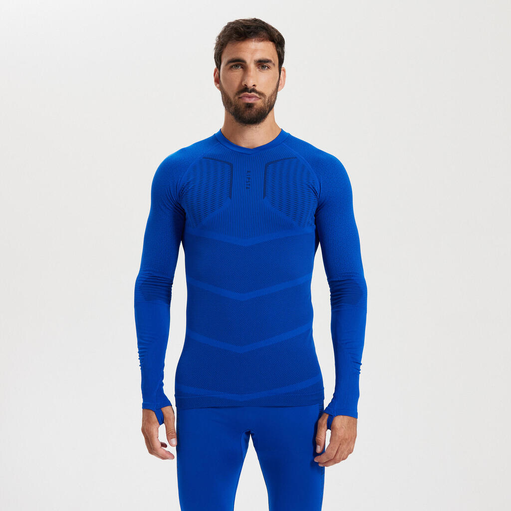 Adult Long-Sleeved Thermal Base Layer Top Keepdry 500 - Indigo Blue