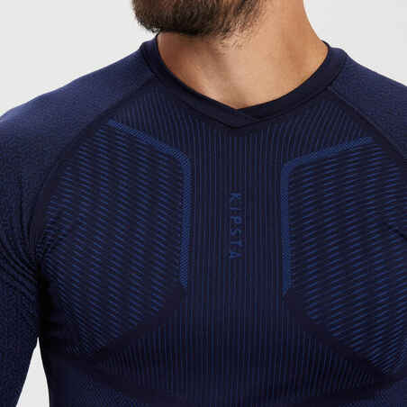 Adult Long-Sleeved Thermal Base Layer Top Keepdry 500 - Navy Blue