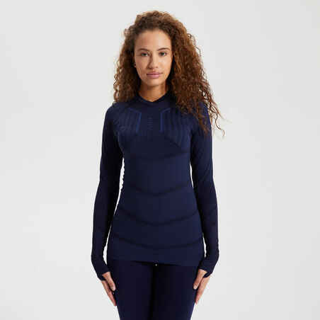 Adult Long-Sleeved Thermal Base Layer Top Keepdry 500 - Navy Blue