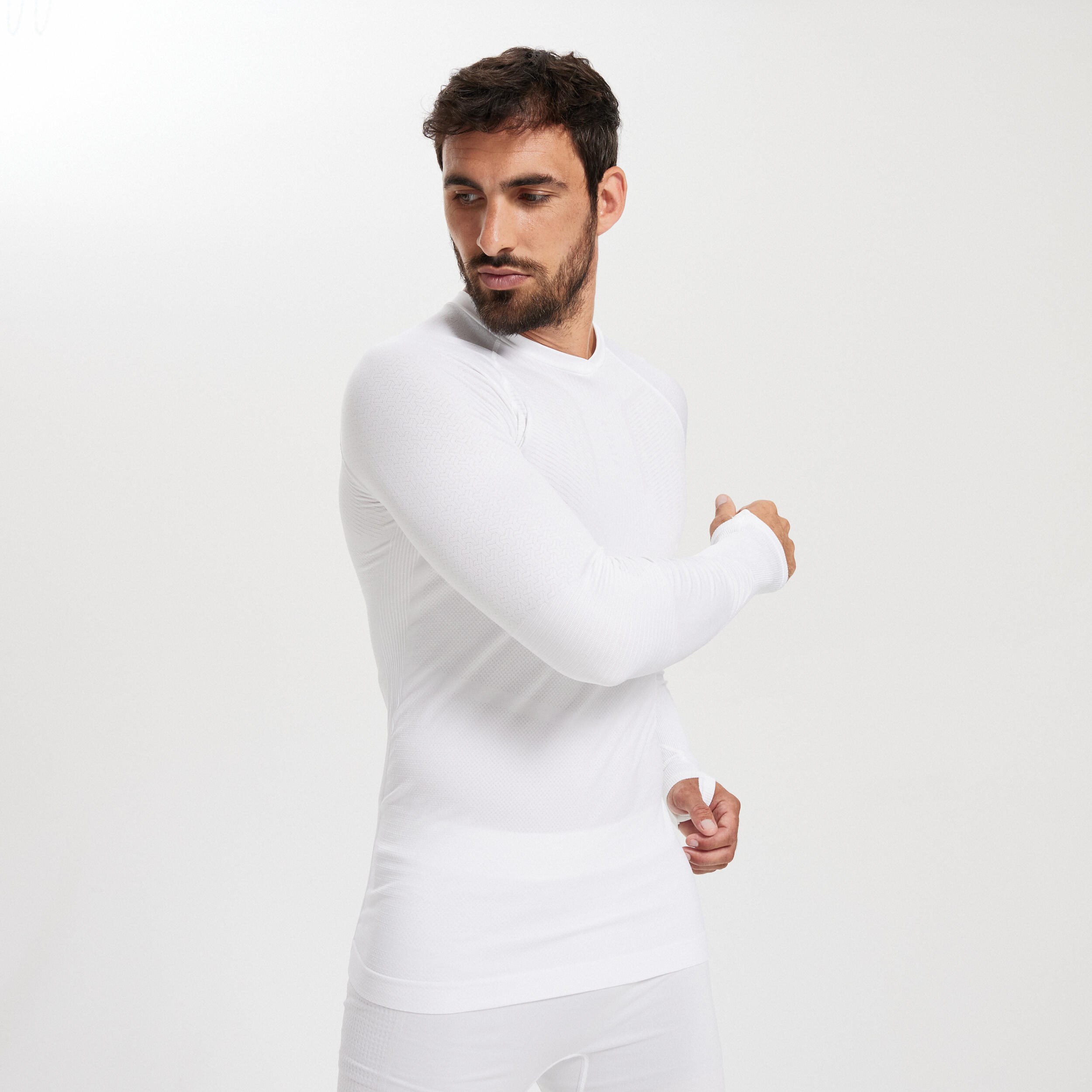 Adult Long-Sleeved Thermal Base Layer Top Keepdry 500 - White 9/13