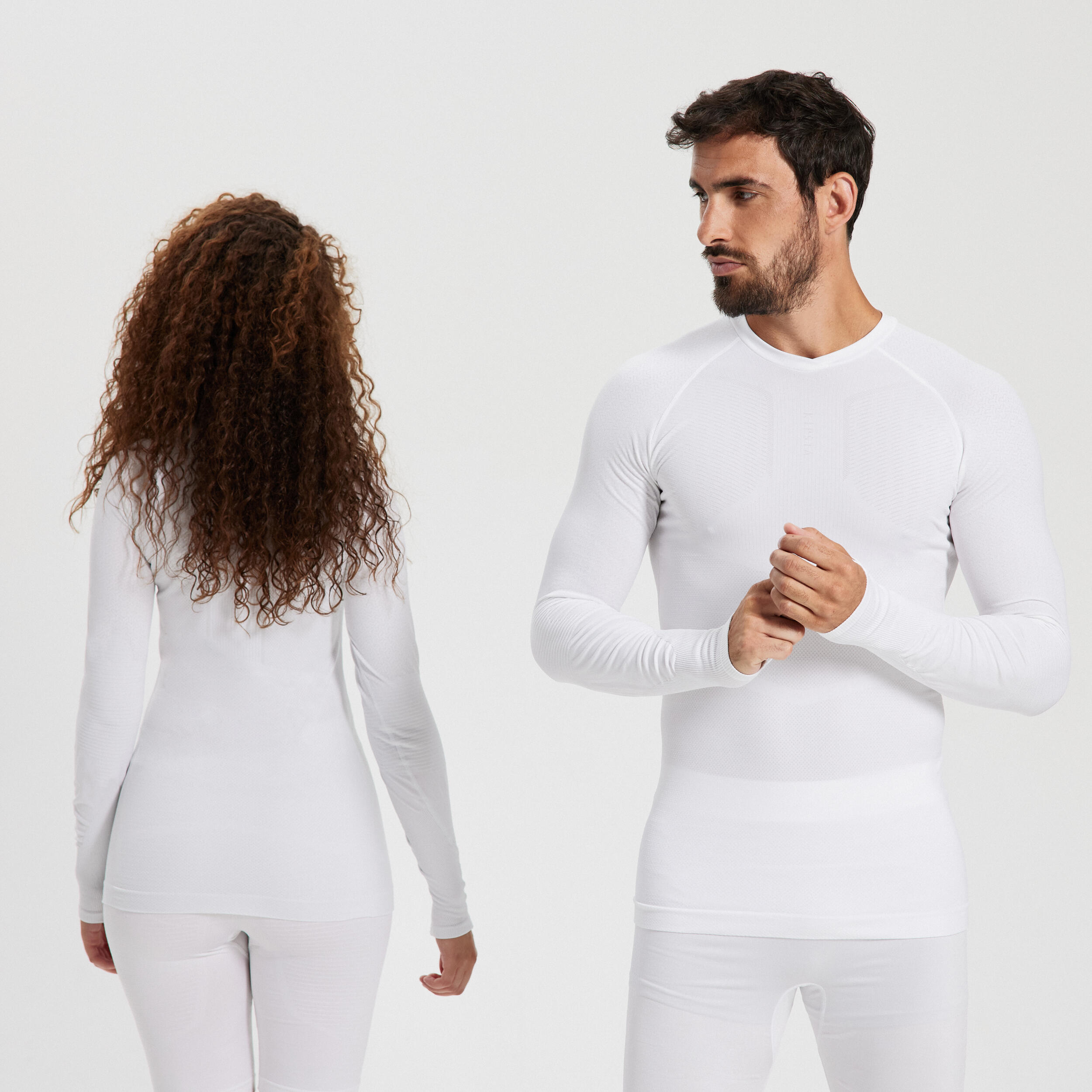 Sous-maillot de foot thermique manches longues mixte Keepdry 500 blanc 2/8