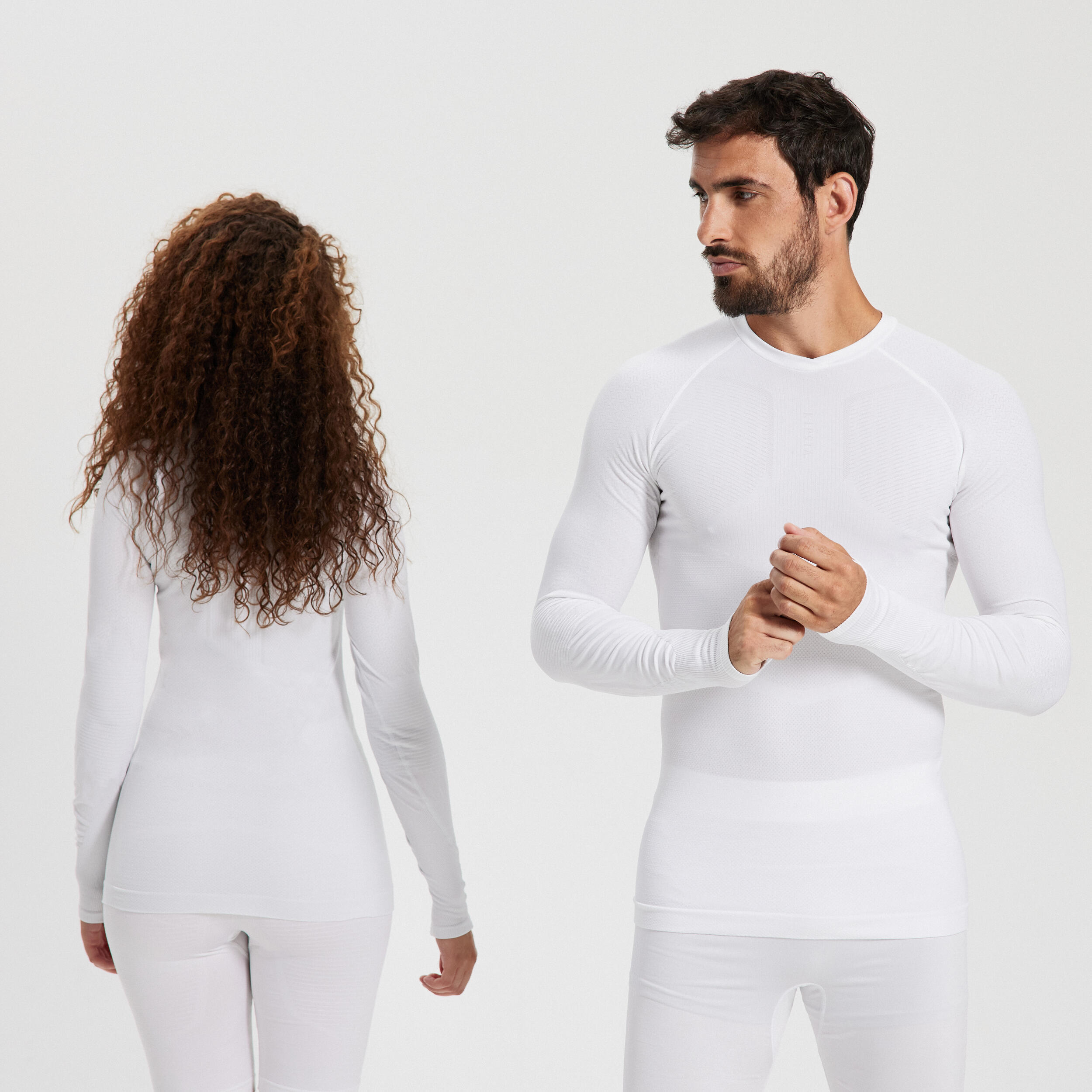 Adult Long-Sleeved Thermal Base Layer Top Keepdry 500 - White 3/13