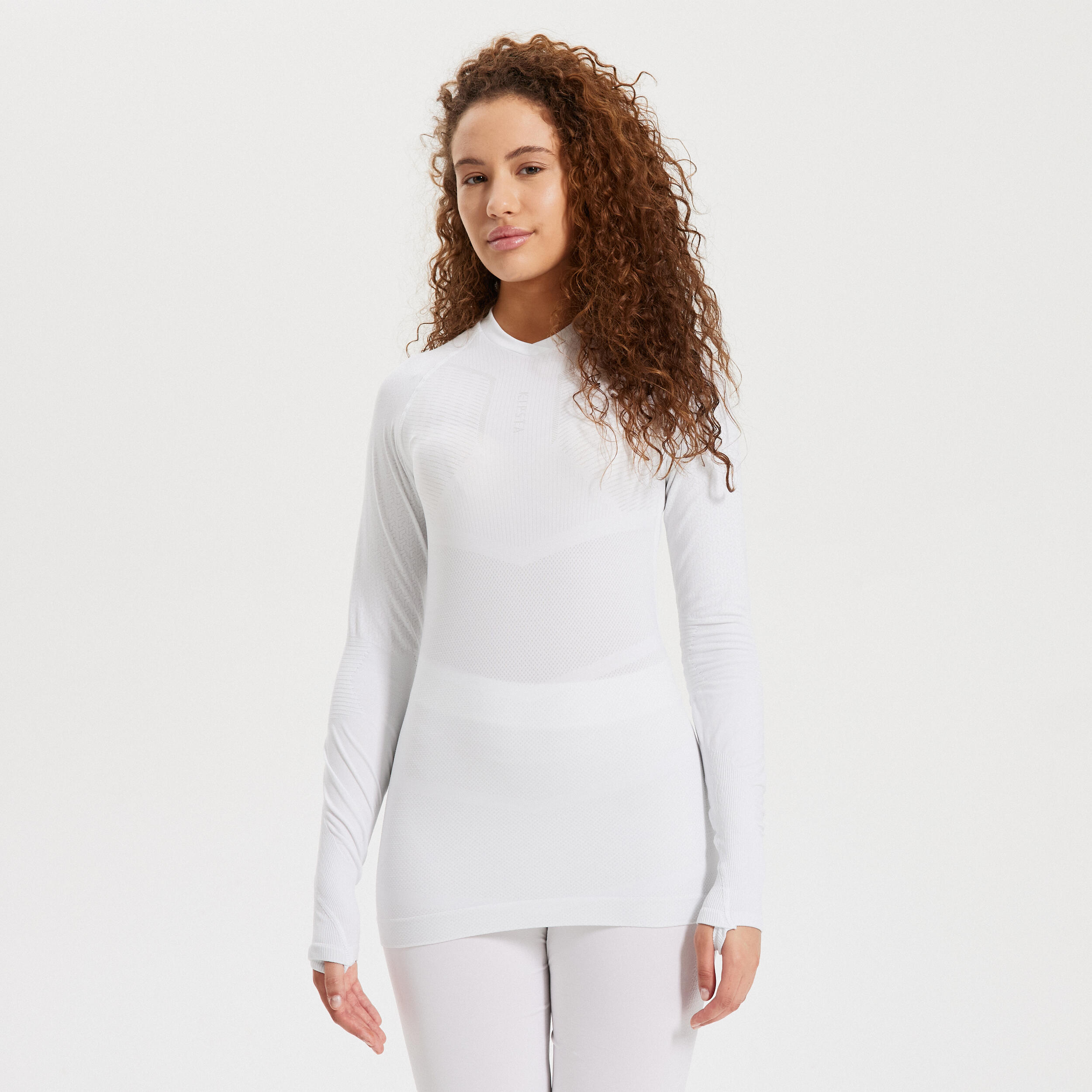 Adult Long-Sleeved Thermal Base Layer Top Keepdry 500 - White 4/13