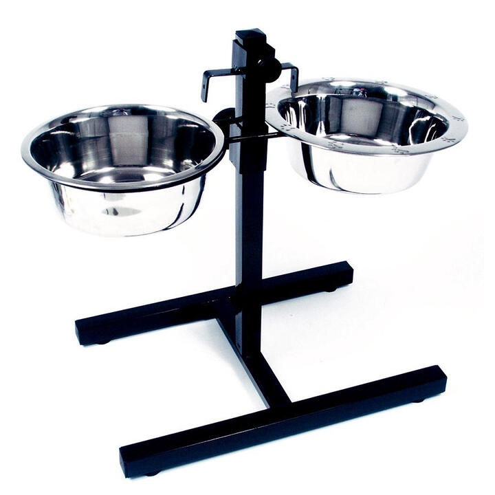 Metal dog bowl holder for 2 2.8 litre bowls. MARTIN SELLIER Decathlon
